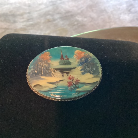 Hand Painted Flower Brooch (Antique) JUST FABULOUS - Picture 7 of 8